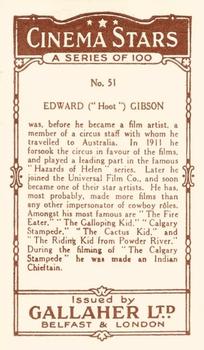 1926 Gallaher Cinema Stars #51 Hoot Gibson Back