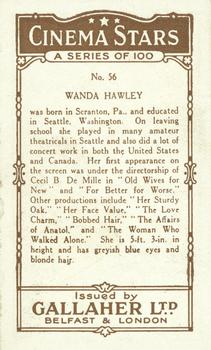 1926 Gallaher Cinema Stars #56 Wanda Hawley Back