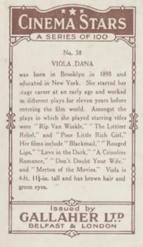 1926 Gallaher Cinema Stars #58 Viola Dana Back