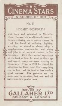 1926 Gallaher Cinema Stars #61 Hobart Bosworth Back