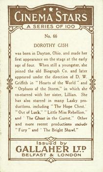 1926 Gallaher Cinema Stars #66 Dorothy Gish Back