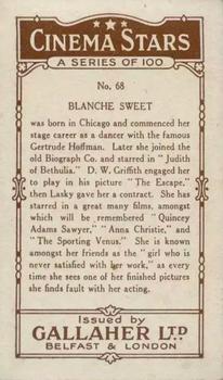 1926 Gallaher Cinema Stars #68 Blanche Sweet Back