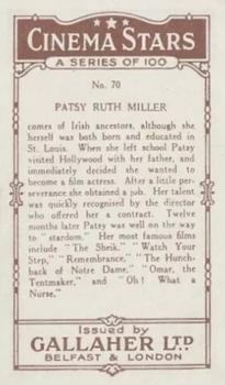 1926 Gallaher Cinema Stars #70 Patsy Ruth Miller Back