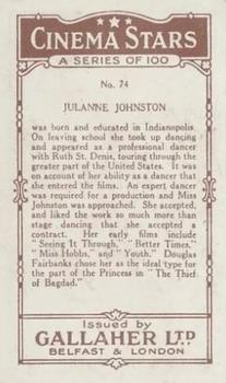 1926 Gallaher Cinema Stars #74 Julanne Johnston Back