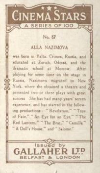 1926 Gallaher Cinema Stars #87 Alla Nazimova Back