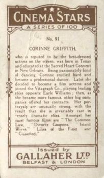 1926 Gallaher Cinema Stars #91 Corinne Griffith Back