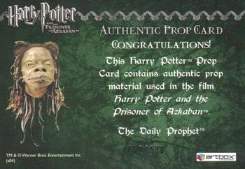 2004 ArtBox Harry Potter and the Prisoner of Azkaban Update Edition - Props #NNO Daily Prophet Back