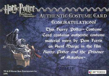 2004 ArtBox Harry Potter and the Prisoner of Azkaban Update Edition - Costumes #NNO Aunt Marge Back