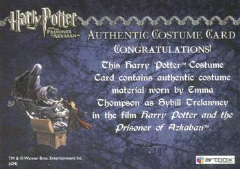2004 ArtBox Harry Potter and the Prisoner of Azkaban Update Edition - Costumes #NNO Sybil Trelawney Back