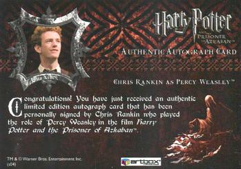 2004 ArtBox Harry Potter and the Prisoner of Azkaban Update Edition - Autographs #NNO Chris Rankin Back