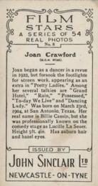 1934 John Sinclair Film Stars #8 Joan Crawford Back