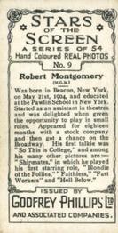 1934 Godfrey Phillips Stars of the Screen #9 Robert Montgomery Back