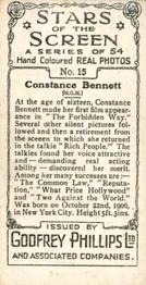 1934 Godfrey Phillips Stars of the Screen #15 Constance Bennett Back