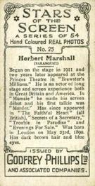 1934 Godfrey Phillips Stars of the Screen #25 Herbert Marshall Back