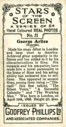 1934 Godfrey Phillips Stars of the Screen #31 George Arliss Back