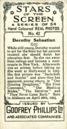 1934 Godfrey Phillips Stars of the Screen #42 Dorothy Sebastian Back