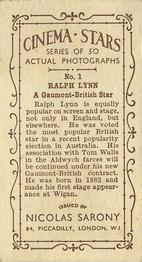 1933 Nicolas Sarony Cinema Stars #1 Ralph Lynn Back