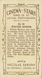 1933 Nicolas Sarony Cinema Stars #22 Walter Huston Back