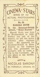 1933 Nicolas Sarony Cinema Stars #25 Harold Huth Back