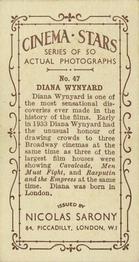 1933 Nicolas Sarony Cinema Stars #47 Diana Wynyard Back