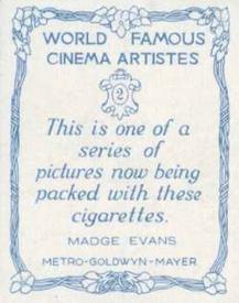 1933 British American Tobacco World Famous Cinema Artistes (Large) #2 Madge Evans Back