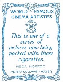 1933 British American Tobacco World Famous Cinema Artistes (Large) #26 Hedda Hopper Back