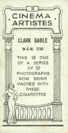 1932 British American Tobacco Cinema Artistes #2 Clark Gable Back