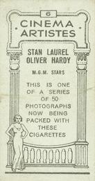 1932 British American Tobacco Cinema Artistes #6 Stan Laurel / Oliver Hardy Back