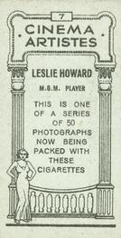 1932 British American Tobacco Cinema Artistes #7 Leslie Howard Back