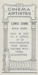 1932 British American Tobacco Cinema Artistes #37 Lewis Stone Back