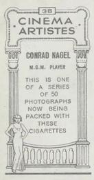 1932 British American Tobacco Cinema Artistes #38 Conrad Nagel Back
