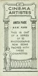1932 British American Tobacco Cinema Artistes #41 Anita Page Back