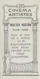 1932 British American Tobacco Cinema Artistes #46 Walter Huston Back