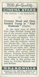 1931 Wills's Cinema Stars 3rd Series #17 Freeman Wood / Clara Kimball Young Back