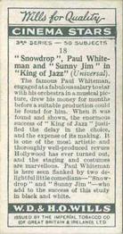 1931 Wills's Cinema Stars 3rd Series #18 Snowdrop / Paul Whiteman / Sunny Jim Back