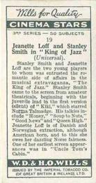 1931 Wills's Cinema Stars 3rd Series #19 Jeanette Loff / Stanley Smith Back