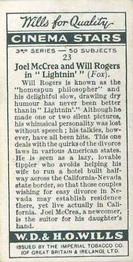 1931 Wills's Cinema Stars 3rd Series #23 Joel McCrea / Will Rogers Back