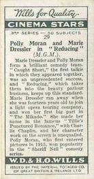 1931 Wills's Cinema Stars 3rd Series #29 Polly Moran / Marie Dressler Back