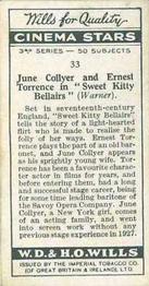 1931 Wills's Cinema Stars 3rd Series #33 June Collyer / Ernest Torrence Back