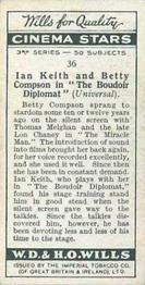 1931 Wills's Cinema Stars 3rd Series #36 Ian Keith / Betty Compson Back