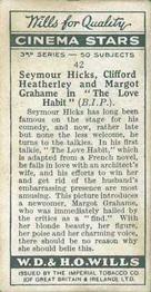 1931 Wills's Cinema Stars 3rd Series #42 Seymour Hicks / Clifford Heatherley / Margot Grahame Back