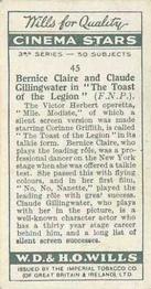 1931 Wills's Cinema Stars 3rd Series #45 Bernice Claire / Claude Gillingwater Back