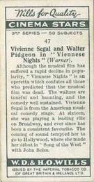 1931 Wills's Cinema Stars 3rd Series #47 Vivienne Segal / Walter Pidgeon Back