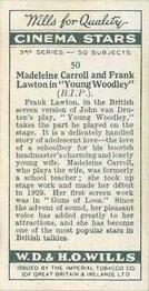 1931 Wills's Cinema Stars 3rd Series #50 Madeleine Carroll / Frank Lawton Back