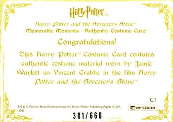 2006 ArtBox Harry Potter Memorable Moments - Costumes #C1 Jamie Waylett as Vincent Crabbe Back