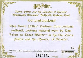 2006 ArtBox Harry Potter Memorable Moments - Costumes #C2 Tom Felton as Draco Malfoy Back
