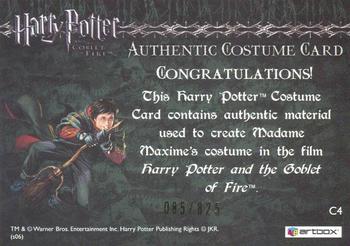 2006 Artbox Harry Potter and the Goblet of Fire Update - Costume Cards #C4 Frances de la Tour as Madame Maxime Back
