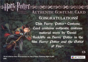 2006 Artbox Harry Potter and the Goblet of Fire Update - Costume Cards #C5 Daniel Radcliffe as Harry Potter Back