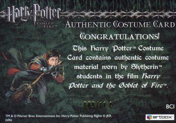 2006 Artbox Harry Potter and the Goblet of Fire Update - Costume Cards #BCi Slytherin Students Ties Back