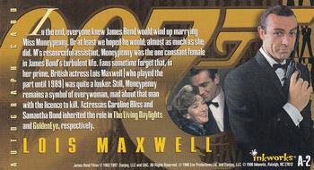 1998 Inkworks The Women of James Bond - Autographs #A2 Lois Maxwell as Miss Moneypenny Back